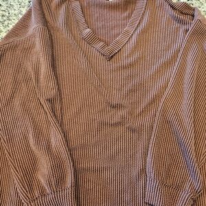 Maurices Brown V-Neck Ribbed Sweatshirt